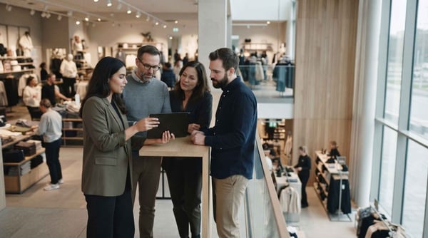 Frontline managers reviewing staffing on the retail floor