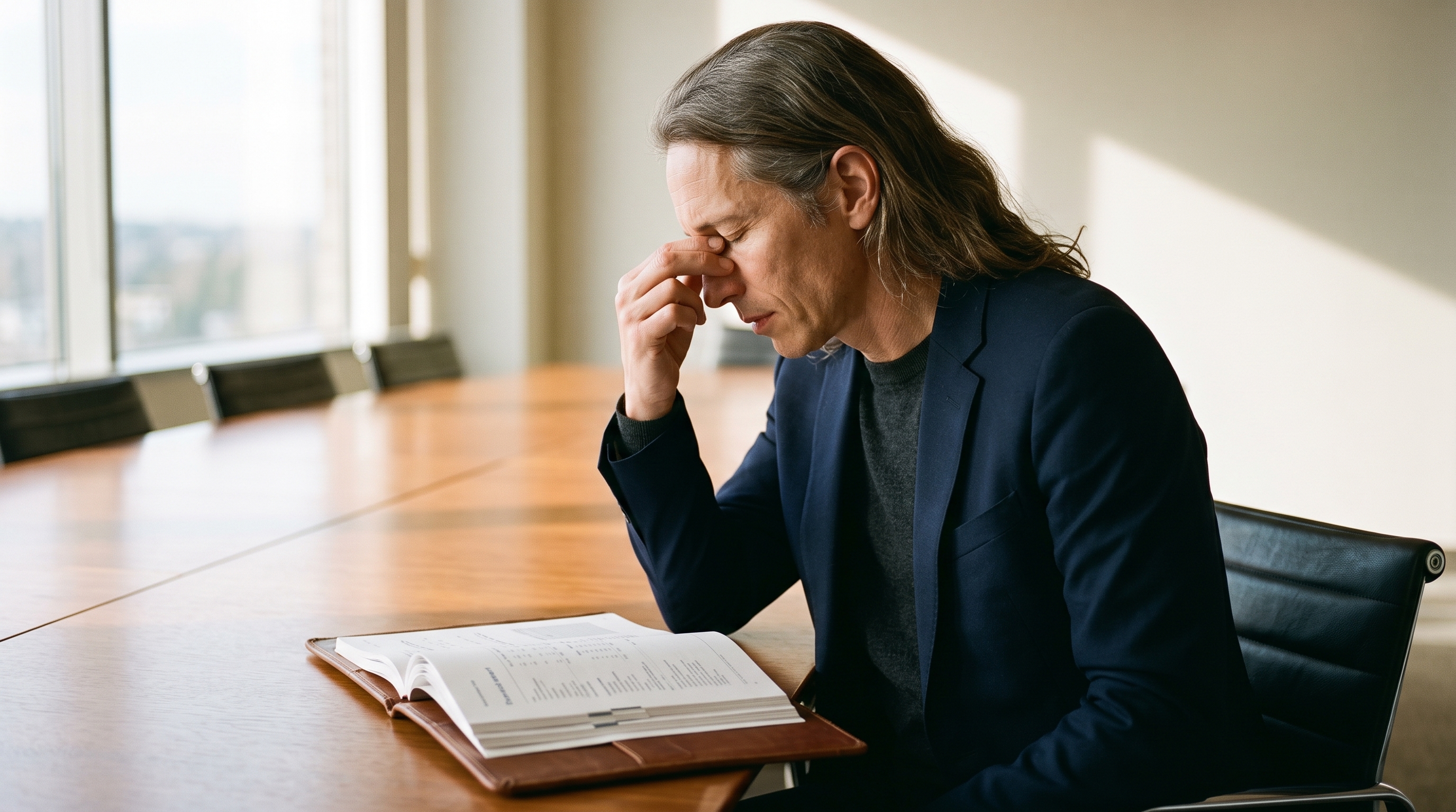 An executive reading a report