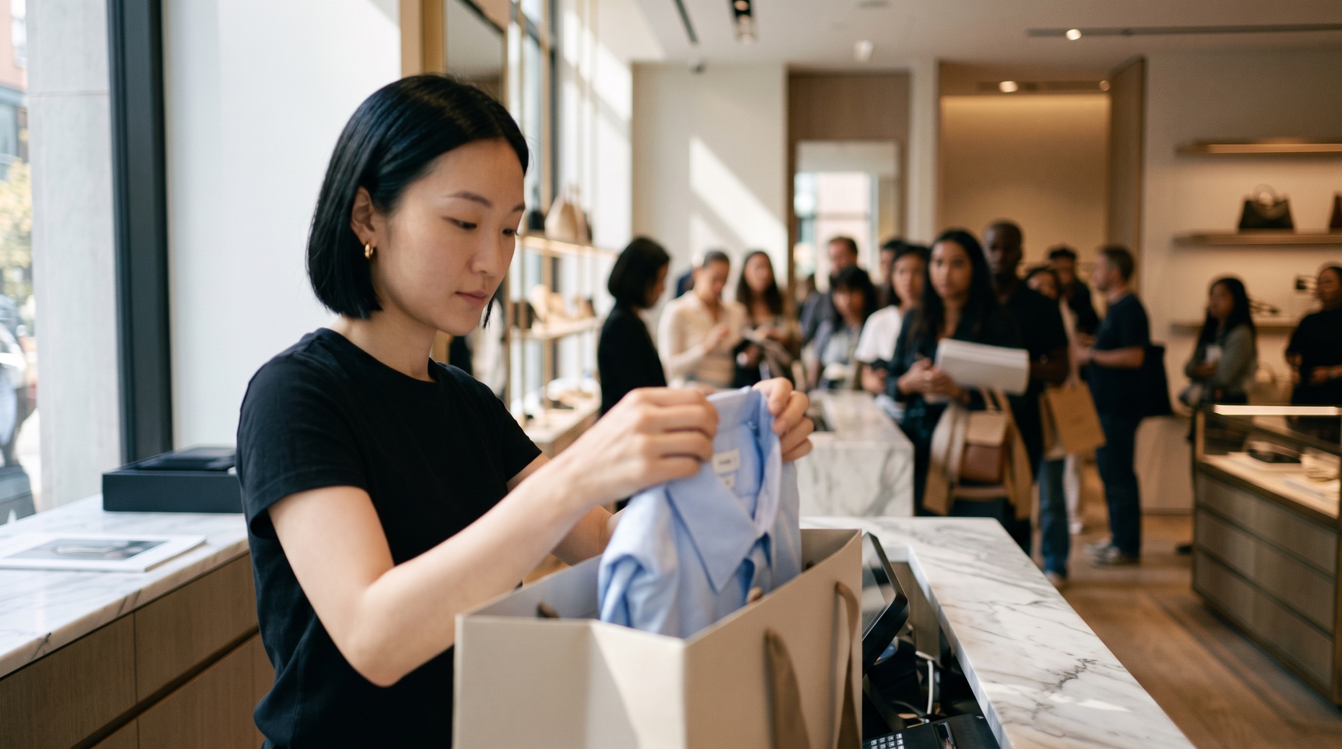 Retail_worker_folding_shirt