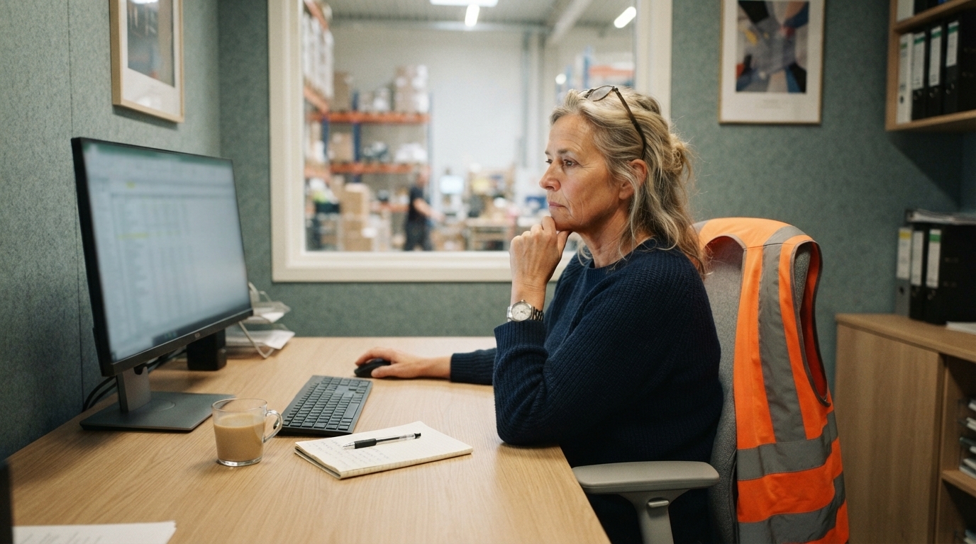 Shift planner reviewing monitor