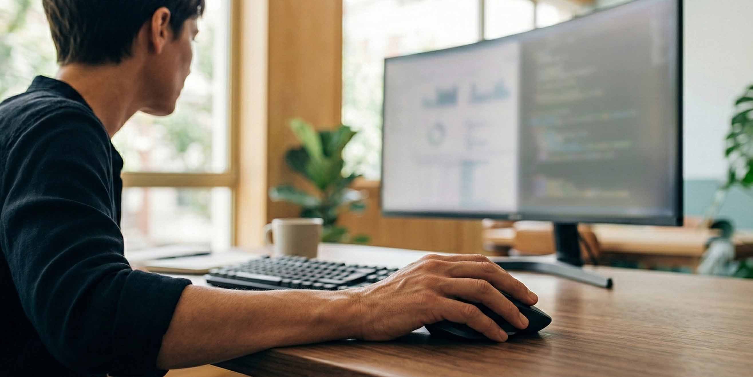 A manager setting up schedules on a computer