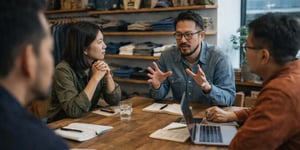 A retail leader visiting his staff in store