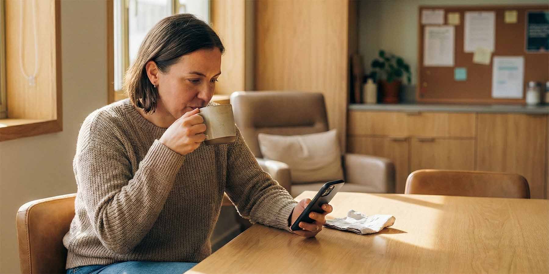 A retail worker taking a break