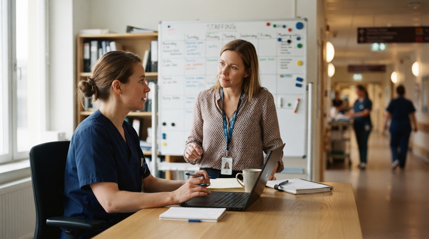 Healthcare manager coordinating schedule
