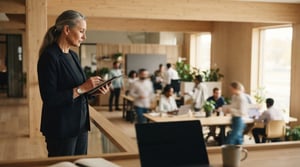 Workforce leader overlooking workplace
