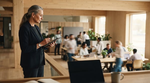 Workforce leader overlooking workplace