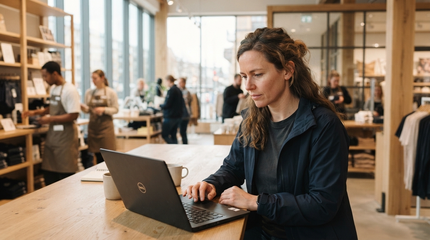 Manager reviewing schedule on laptop