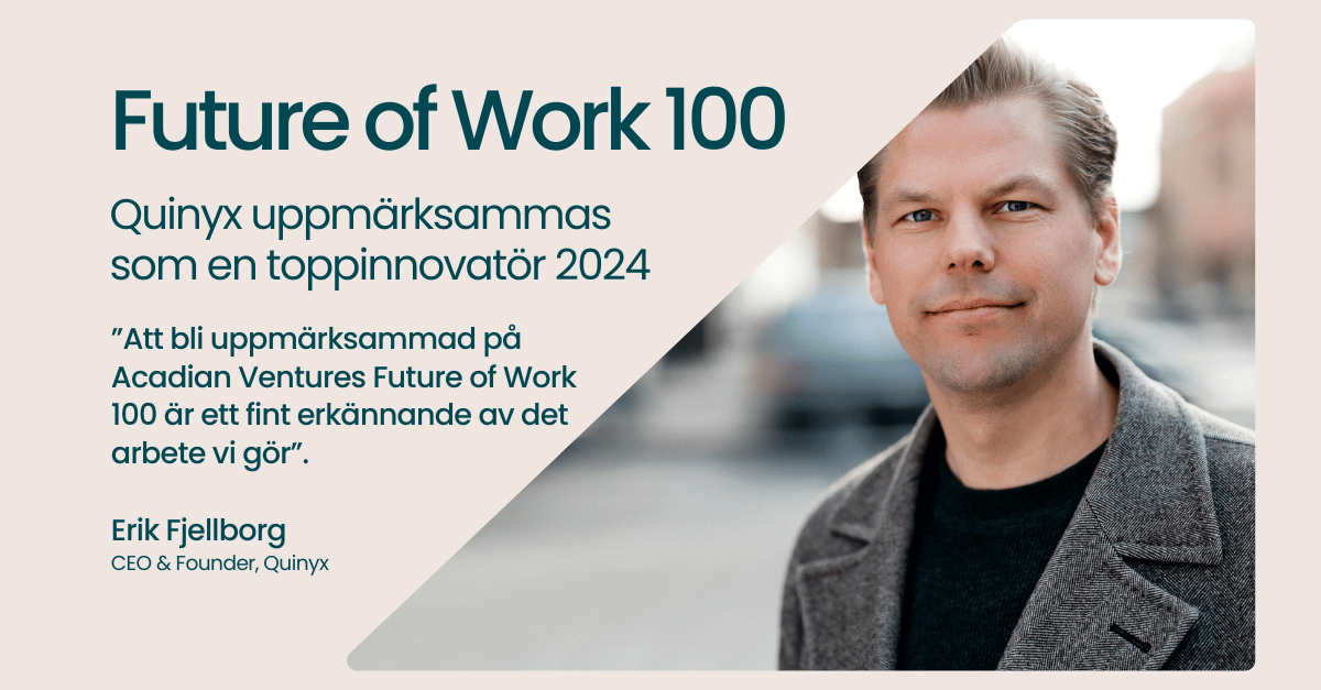 Quinyx uppmärksammas som toppinnovatör på 2024 Future of Work 100