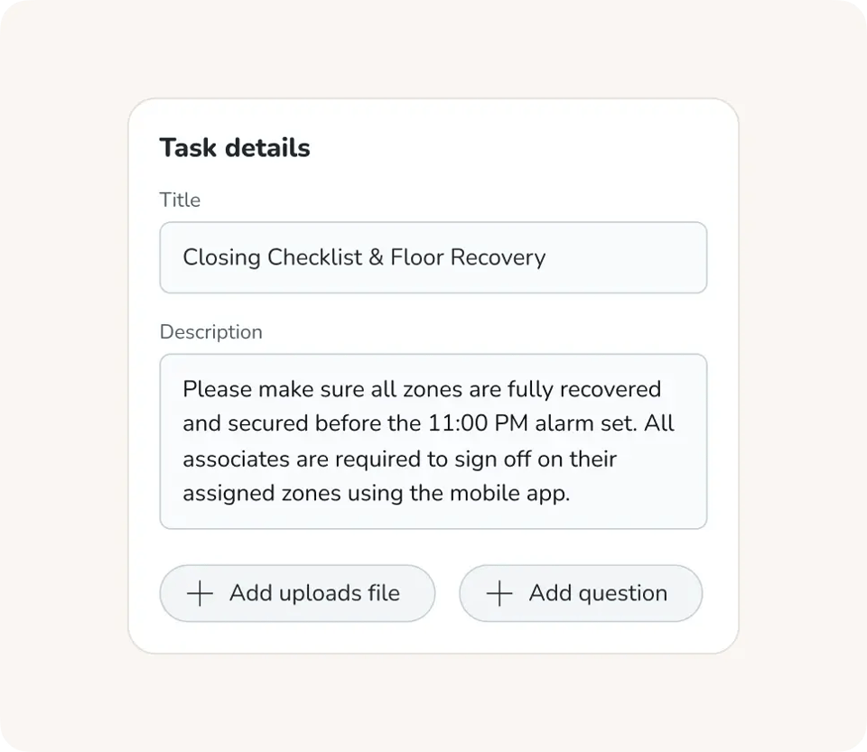 Task templates and SOPs