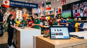A busy sports store selling merch for the 2026 World Cup